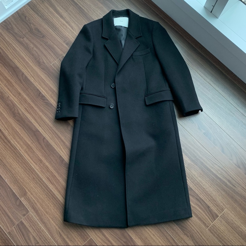 SOLD ❌DUNST HIDDEN 2 BUTTON UNISEX CASHMERE COAT, BLACK